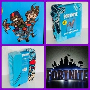 NEW Fortnite Go Go Silk Touch Throw, 40 x 50, Microfiber, Blue, Epic Games